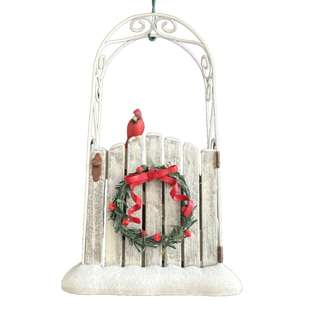 Hallmark 2006 Garden Greetings Cardinal Wreath Gate Keepsake Ornament Boxed - Picture 2 of 9